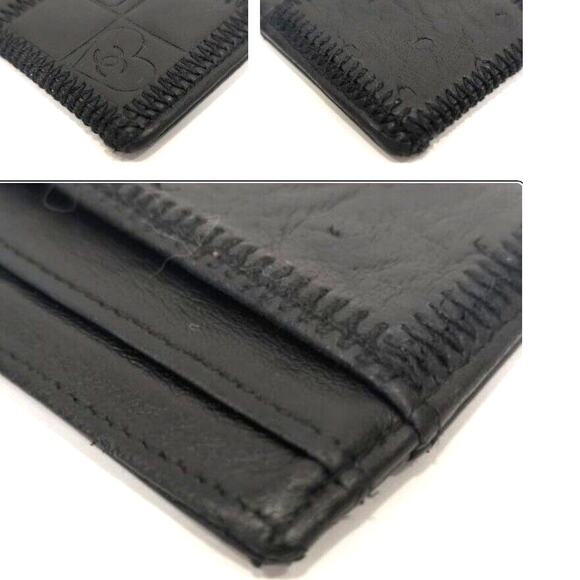 Auth Black CHANEL Card Case CC Mark Quilting Patchwork Black Leather - Picture 7 of 9
